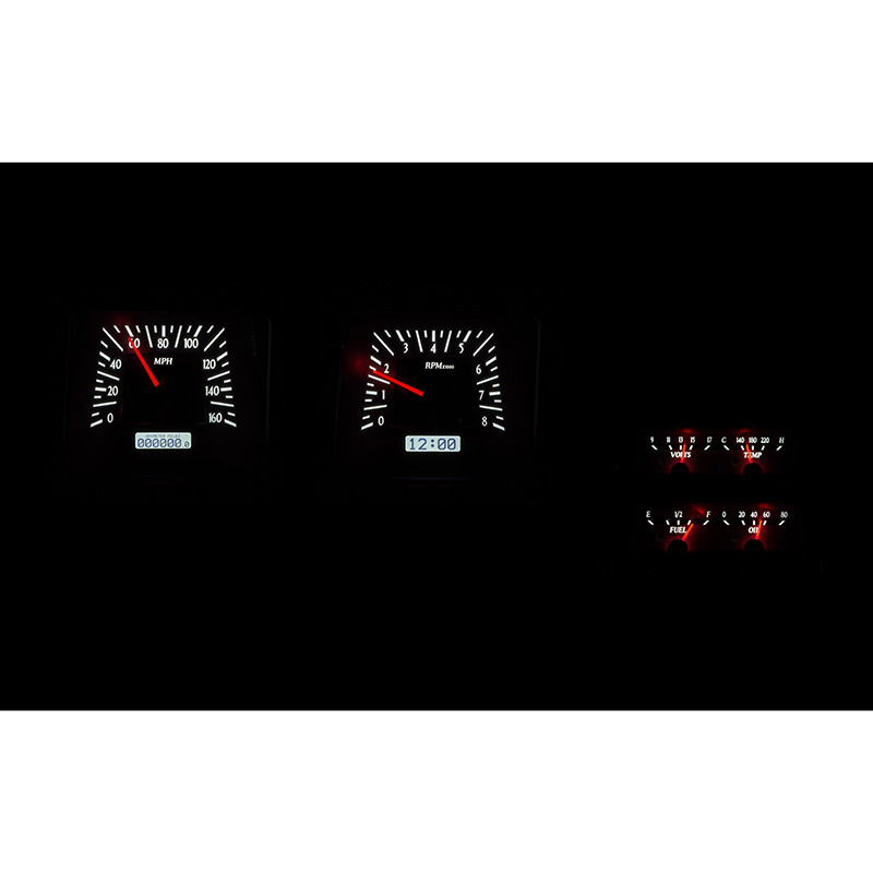 Dakota Digital 1969 Chevy Camaro w/ Console Gauges VHX System, Silver Alloy Style Face, White Displa